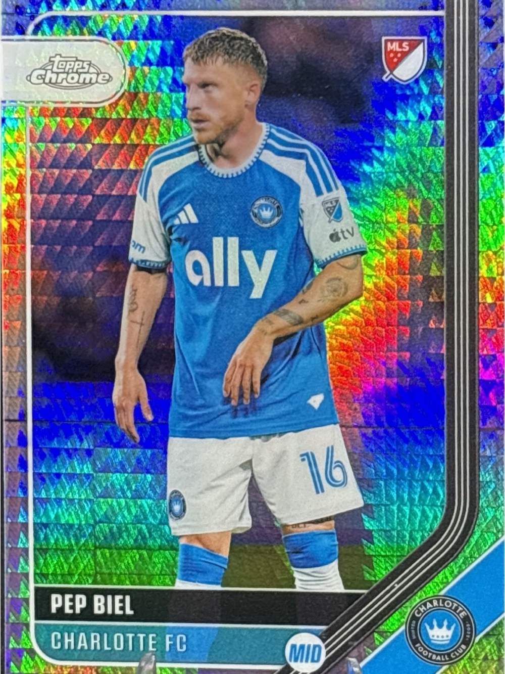 Topps Chrome Charlotte FC Soccer Trading Card - Pep Biel Refractor